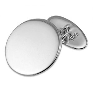 Sterling Silver Round Chain Link Cufflinks