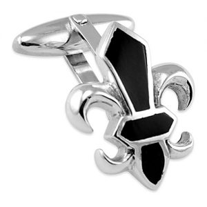 Sterling Silver Fleur De Lys Onyx Cufflinks