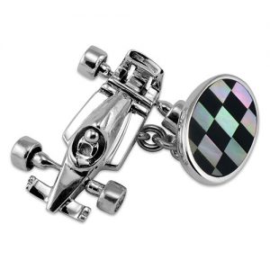 Sterling Silver Racing Car & Flag Cufflinks
