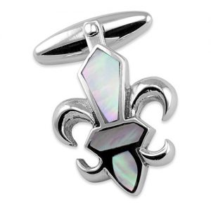 Sterling Silver Fleur De Lys MOP Cufflinks