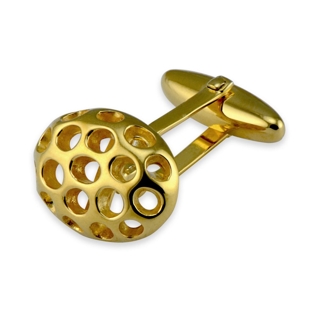 Gold Plated Honeycomb T-Bar Cufflinks