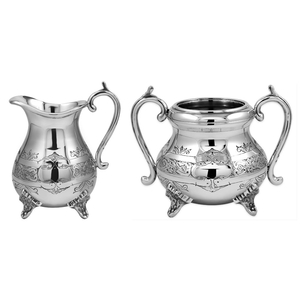 Silver Plated Louis Philippe Engraved Sugar & Cream set (large)
