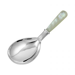 Silver Plated Plated Plain Edwardian Caddy Spoon with MOP Handle