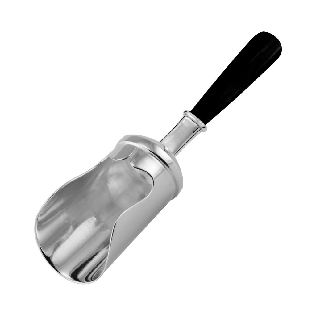 Silver Plated Tea Caddy Scoop Spoon with Onyx Handle