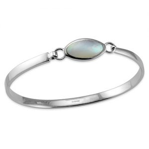 Sterling silver mother of pearl bangle