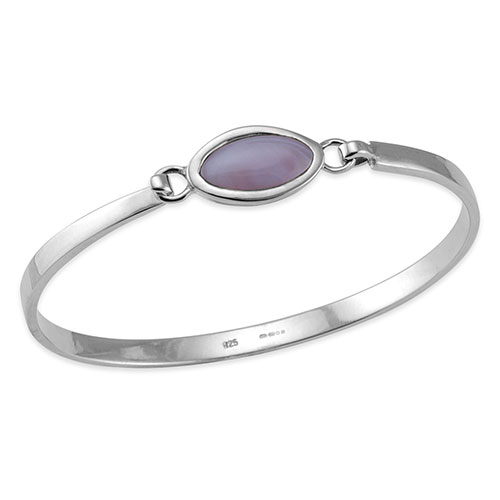 Sterling silver pink shell bangle