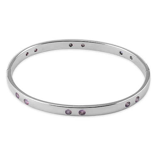 Sterling silver pink cubic zirconia bangle