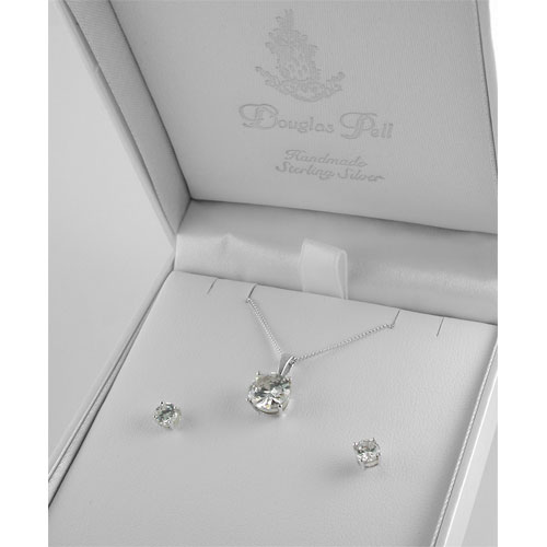 Sterling silver cubic zirconia pendant & earring set
