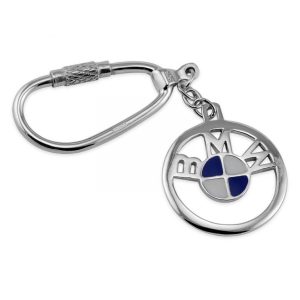 Sterling silver plated enamel BMW keyring