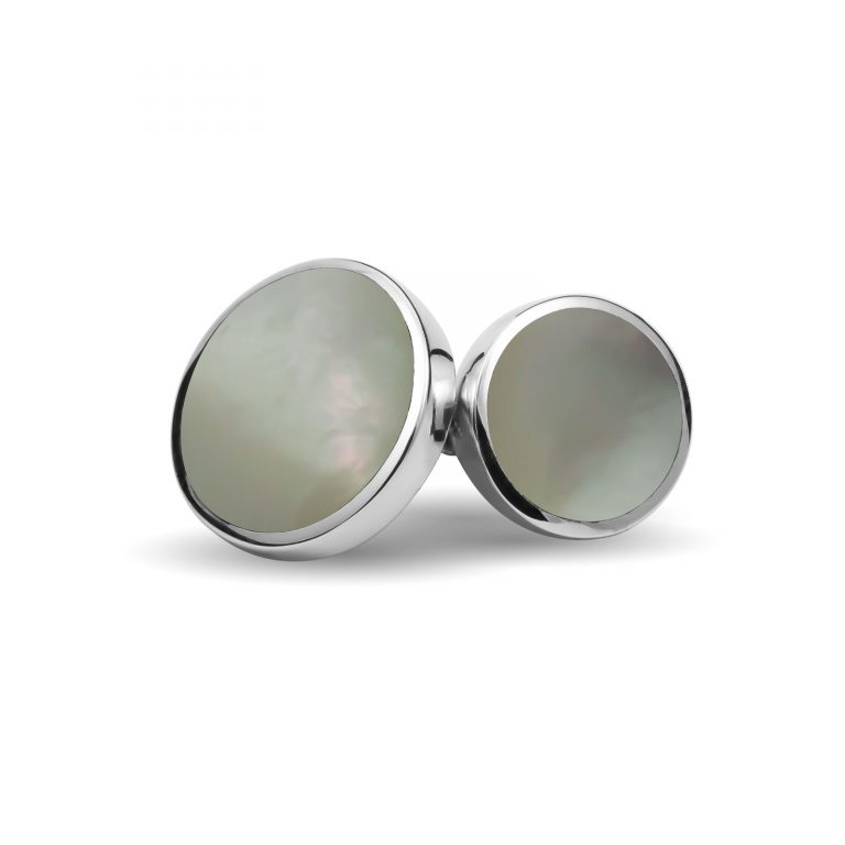 Sterling silver plated mother of pearl double-sided cufflinks